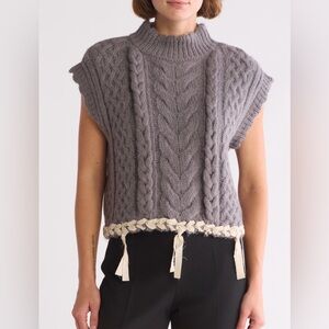 ELIE ELIE TAHARI NWT Braid Tassel Trim Sweater Size M